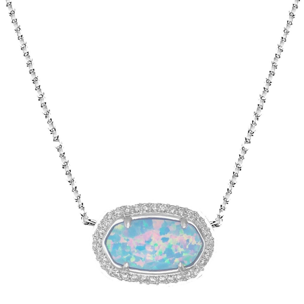 Eloise Pendant Necklace In blue Kyocera Opal